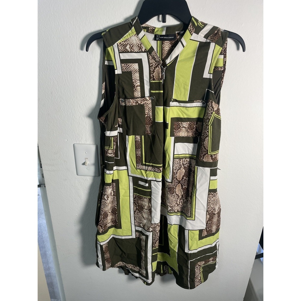 New York Colourful Abstract Silk Lined Full Length Zip Size XL